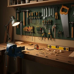 Craftsmanship tools and workbench
